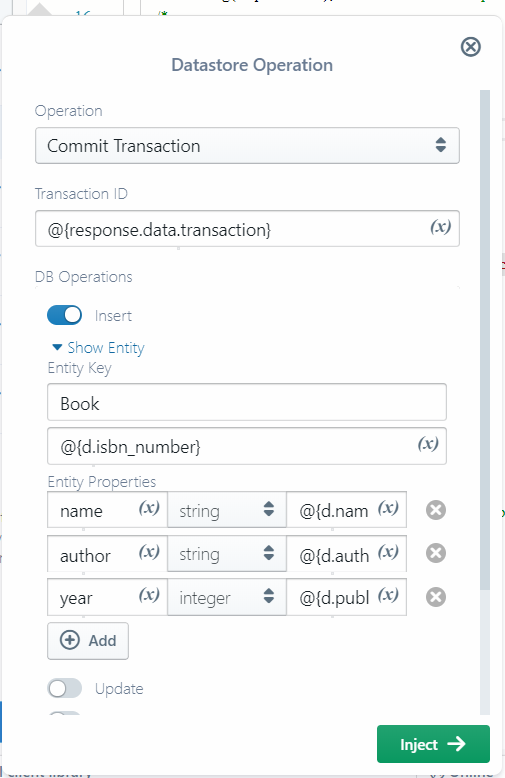 Cloud Datastore transaction commit: entity configurations