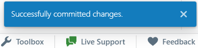 "Successfully Committed Changes" toast