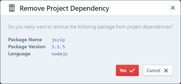 Dependency removal confirmation