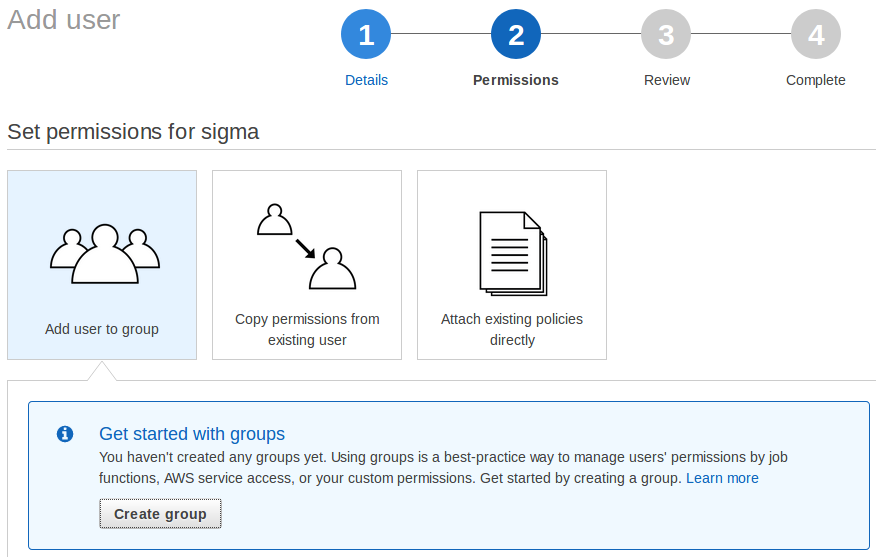 User groups and permissions